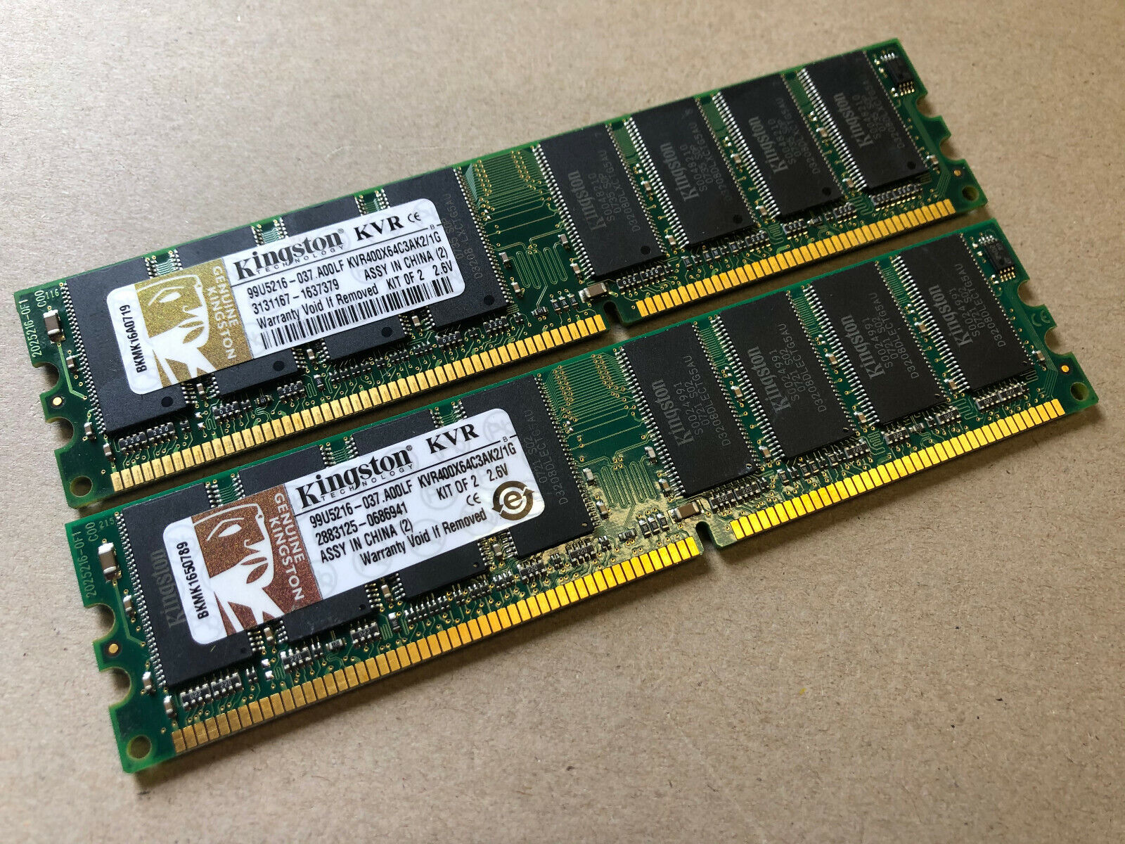 KINGSTON KVR 99U5216-037.A00LF KVR400X64C3AK2/1G  Ram/Memory  2 STÜCK