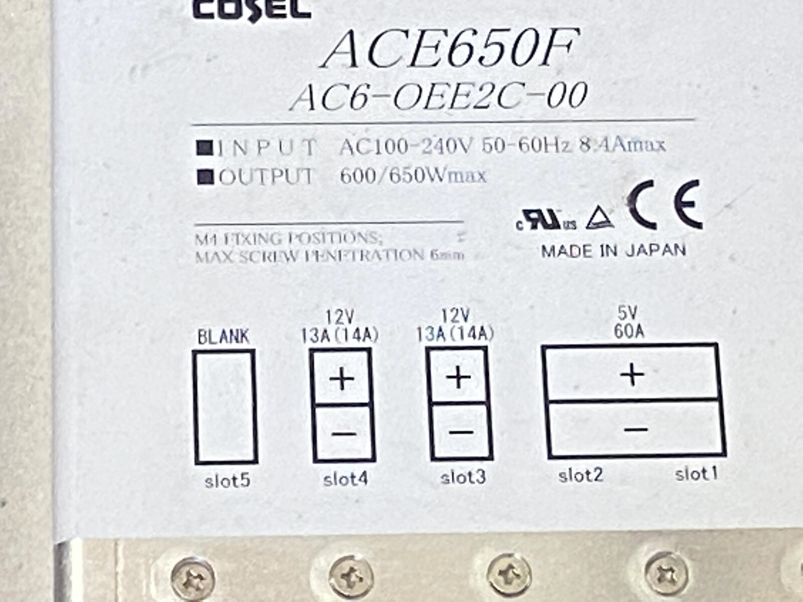 ACE650F Xerox iGen Power Supply Cosel AC6-OEE2C-00
